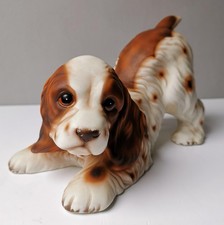 Playful Brown & White COCKER SPANIEL Large 8 X 4 X 4 inch China Ornament