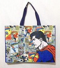Superman Theme Reusable Shopping Bag For life Retro Look Cartoon Tote  Gift Bag