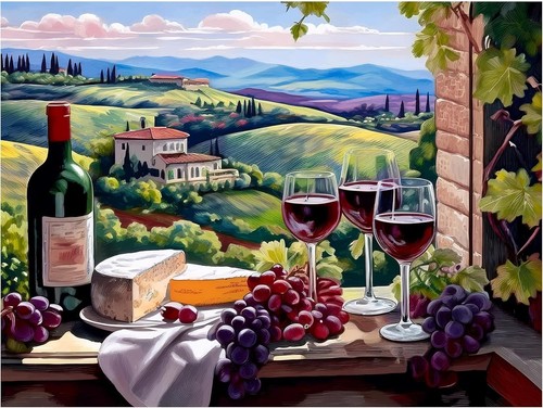 Tile mural wine themed tuscany - wine,