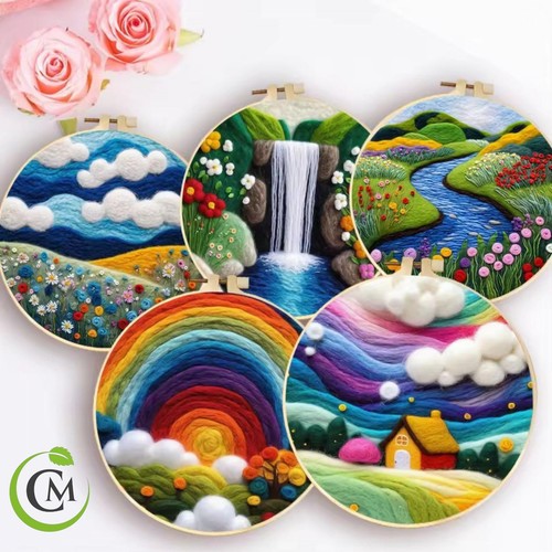 Wool felting painting - wool,