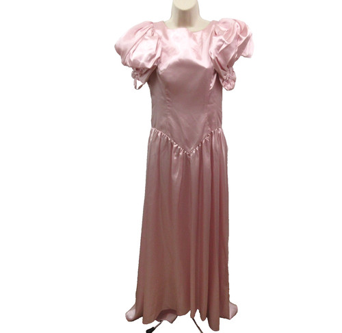 80s pink satin dress - 80s,