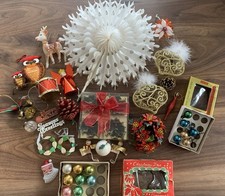 Mixed Lot Vintage Christmas Decorations 50’s To 80’s