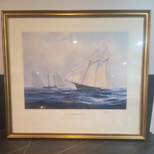 Signed Print Titled The America's Cup by Maritime Artist Tim Thompson. Framed