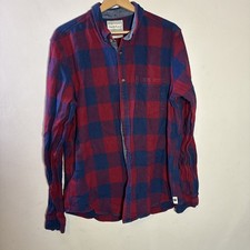 Deus Ex Machina Plaid Check Shirt Cotton Red Blue Mens Large