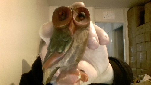 Hand carved wooden owl painted - wooden,