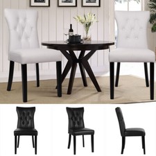 2 4 Dining Chairs PU Leather Padded Seat Wooden Leg Kitchen Seat Home Restaurant