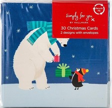 Hallmark Kids Christmas Cards Pack 30 – 2 Cute Winter Designs, Simply for You