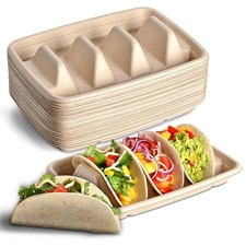24PCS Disposable Taco Holders for Party,  Taco Plates with Dividers, Fiesta6984