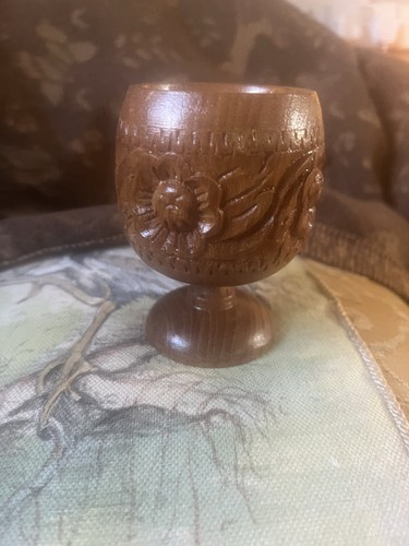 Vintage wooden carved - vintage, goblet