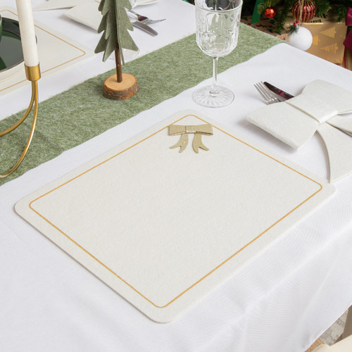 Set felt white - white, bow