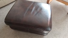 Brown Faux Leather Storage Footstool With Hinged Padded Lid  (65 x 53 x 50cm)