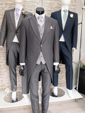 Mens  Morning Suit Tailcoat Wool Wedding Blue Jacket  Coat Royal Ascot Men