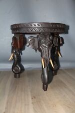 Fabulous  Antique 19th Carved Indian colonial Hardwood Elephant Side Table