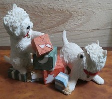 WEST HIGHLAND TERRIER DOG FIGURE PLAYING WITH BOXES SHERRATT & SIMPSON