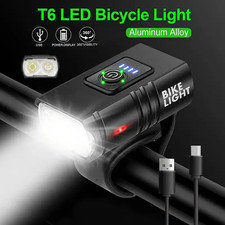 Mountain Bike Lights USB Rechargeable Bicycle T6 LED Torch Front Rear Lamp Set