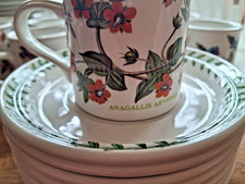 Portmeirion Botanic Garden Mocha Drum Shape Coffee Cup/Mug & Saucer Set