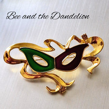 Carnival mask gold - carnival, brooch