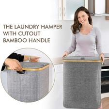 Large bamboo laundry basket - laundry,