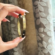 18K Gold-Plated Stainless Steel Bracelet/Bangle Waterproof, Tarnish-Free