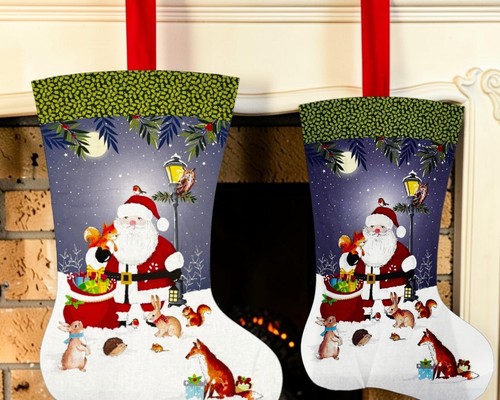 Chismas stocking panel cotton - stocking,