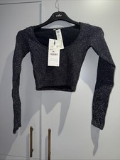 Black Scoop Neck Glitter Xs