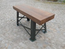 BESPOKE RUSTIC IRON AND HARDWOOD BENCH