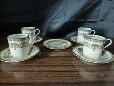Aynsley Henley Coffee Cup / Espresso and Saucers 4 Cups 5 Saucers 9 Piece Set