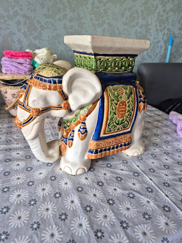 Glazed ceramic elephant - ceramic,