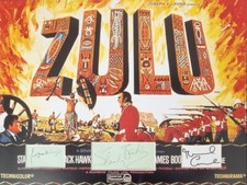 STANLEY BAKER, MICHAEL CAINE, JACK HAWKINS Signed 16x12 Photo Display ZULU COA
