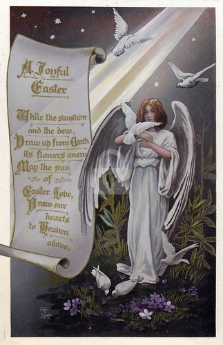Joyful easter angel with - a,