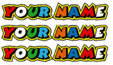 3 X  PERSONAL NAME STICKERS  DOC ROSSI HELMET BIKE CYCLE   IOM TT  TOP QUALITY