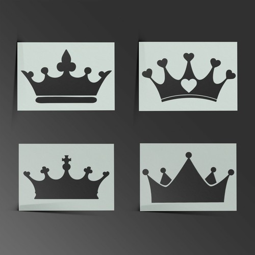 Crown stencil king queen - king,