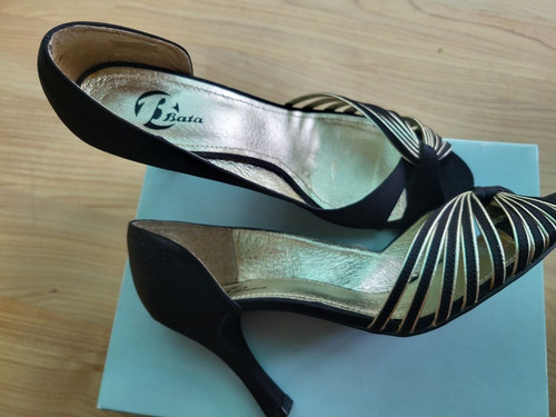 Bata black gold open toe - bata,