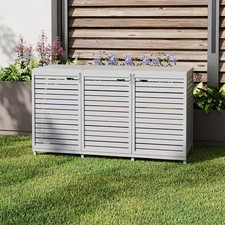 Wooden triple wheelie bin - wooden,
