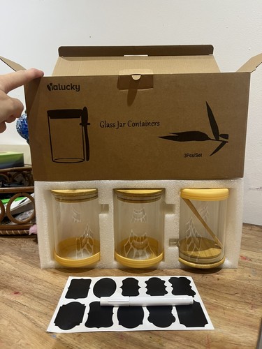 3pc glass storage jars with - storage,