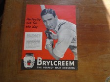 VINTAGE ADVERT:  BRYLCREEM, THE PERFECT HAIR DRESSING, PERFECTLY SET FOR THE DAY