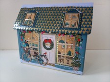 Empty M & S Luxury Gold Tea Bag Christmas Theme Light Up Tin - Tea Shop