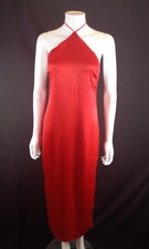 Zara Red Satin Feel Tie Neck Side Slit Summer Dress EU Small MEX 26 Viscose Mix