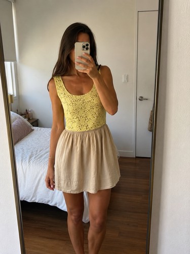 Massimo dutti yellow lace mini - massimo,