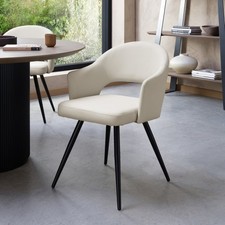 Sterling Ivory Faux Leather Chairs with Black Legs