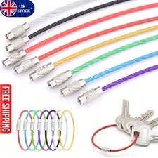 10pcs Stainless Steel Screw Lock Keychains Wire Cable Key Rings Durable Key Hold