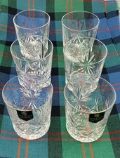 Set of 6 Edinburgh Crystal whisky tumblers Star Of Edinburgh  3 inches tall