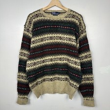 Vintage Polo Ralph Lauren Knit Jumper Sweater, Fair Isle, Wool, Size Mens Large