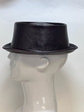 Dark brown leather pork pie