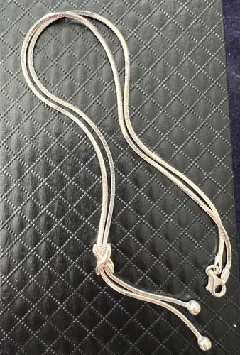 Sterling silver necklace tie - silver,
