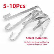 5/10X Stainless Steel Metal Over Door Hooks for Clothes Coat Robe Hanger Hanging
