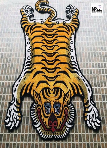 Silk tibetan tiger rug carpet - silk,