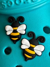 2 Bumble Bee Shoe Charms For