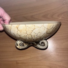 Brown & Cream Studio Glass Bowl - Footed