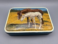 Vintage Blue Metal Storage Tin